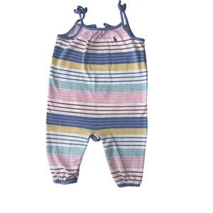 Ralph Lauren Baby Girl Striped Knit Romper - Size 12 Months